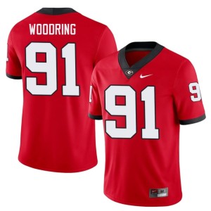 #91 Peyton Woodring Georgia Bulldogs Men Stitched Jersey - Red