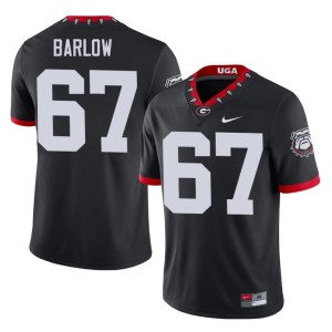 #67 Clinton Barlow Dawgs Men's Mascot 100th Anniversary Football Jerseys - Black