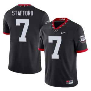#7 Matthew Stafford UGA Men's Mascot 100th Anniversary NCAA Jerseys - Black
