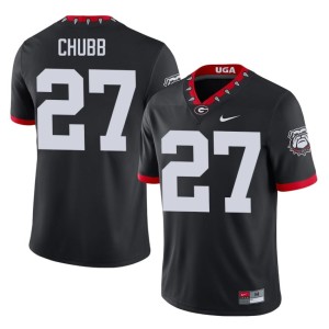 #27 Nick Chubb Georgia Mens Mascot 100th Anniversary Player Jerseys - Black