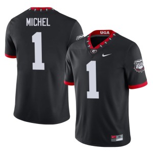 #1 Sony Michel Go Dawgs Men's Mascot 100th Anniversary Stitched Jerseys - Black