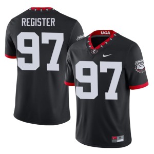 #97 Wade Register UGA Bulldogs Men's Mascot 100th Anniversary Embroidery Jerseys - Black