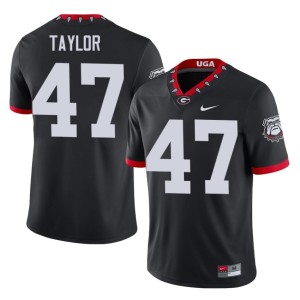 #47 Will Taylor University of Georgia Bulldogs Mens Mascot 100th Anniversary Official Jerseys - Black