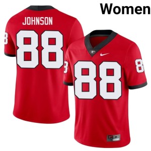 #88 Nasir Johnson University of Georgia Bulldogs Womens Game Jerseys - Red