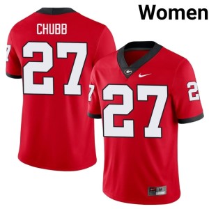 #27 Nick Chubb DGDs Women's College Jerseys - Red