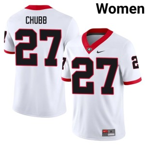 #27 Nick Chubb DGDs Women Embroidery Jersey - White