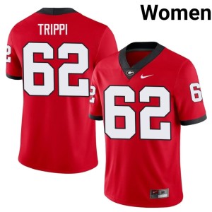 #62 Charley Trippi Bulldog Nation Women's NCAA Jersey - Red