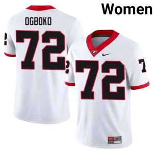 #72 Ekene Ogboko Georgia Bulldogs Women's Alumni Jerseys - White