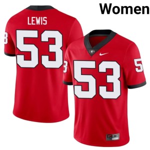#53 Zach Lewis Georgia Bulldogs Women's High School Jersey - Red