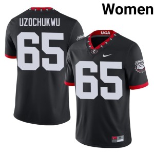 #65 Dennis Uzochukwu University of Georgia Bulldogs Women Mascot 100th Anniversary Official Jersey - Black