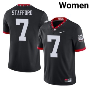 #7 Matthew Stafford Damn Good Dawgs Womens Mascot 100th Anniversary Game Jersey - Black