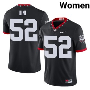 #52 Michael Uini University of Georgia Women Mascot 100th Anniversary Limited Jersey - Black