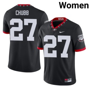 #27 Nick Chubb Dawgs Women Mascot 100th Anniversary Player Jersey - Black
