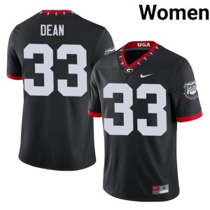 #33 PJ Dean University of Georgia Womens Mascot 100th Anniversary Embroidery Jerseys - Black