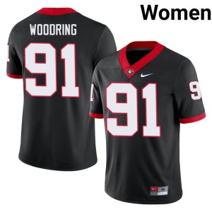 #91 Peyton Woodring Bulldog Nation Women's University Jerseys - Black