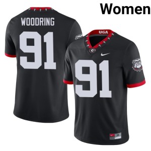 #91 Peyton Woodring UGA Bulldogs Women Mascot 100th Anniversary Limited Jersey - Black