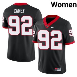 #92 Preston Carey Georgia Bulldogs Women University Jerseys - Black