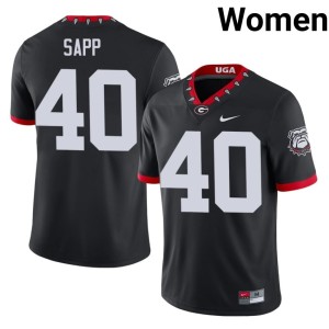 #40 Theron Sapp Dawgs Women's Mascot 100th Anniversary Embroidery Jerseys - Black