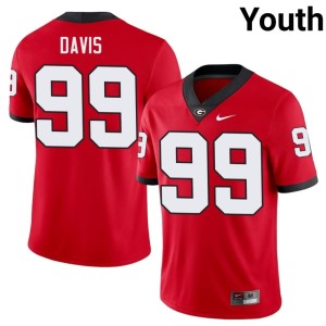 #99 Jordan Davis Bulldog Nation Youth Football Jerseys - Red
