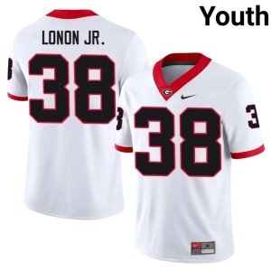 #38 AJ Lonon Jr. University of Georgia Youth Game Jerseys - White