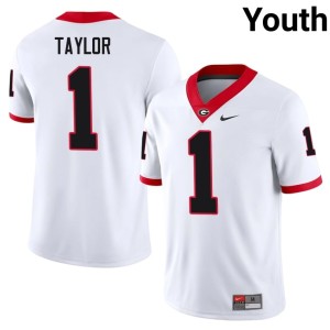 #1 Talyn Taylor Bulldog Nation Youth Embroidery Jerseys - White