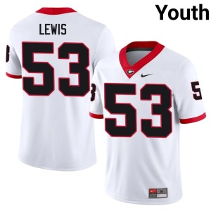 #53 Zach Lewis University of Georgia Youth Football Jersey - White