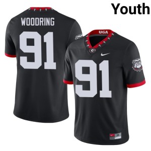 #91 Peyton Woodring University of Georgia Youth Mascot 100th Anniversary University Jersey - Black